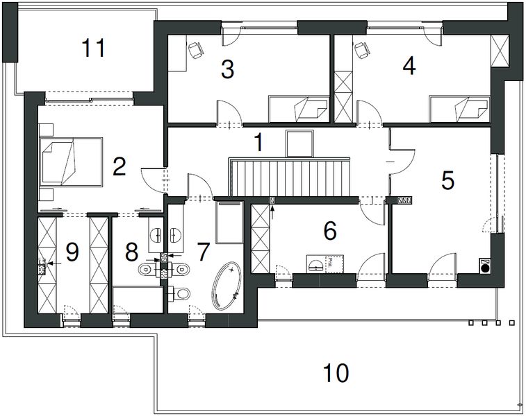 Piętro 1 projektu Wyszukany D64 wariant IV