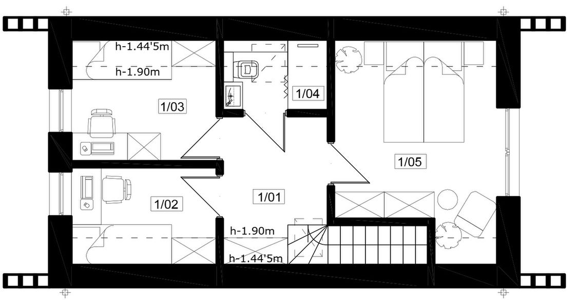 Poddasze projektu Jaskółka XL 4 - murowany