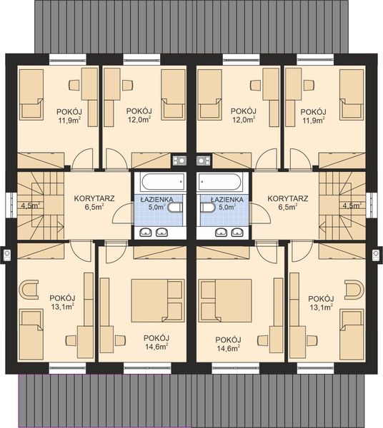 Piętro 1 projektu APS 348 wariant 3 DWU