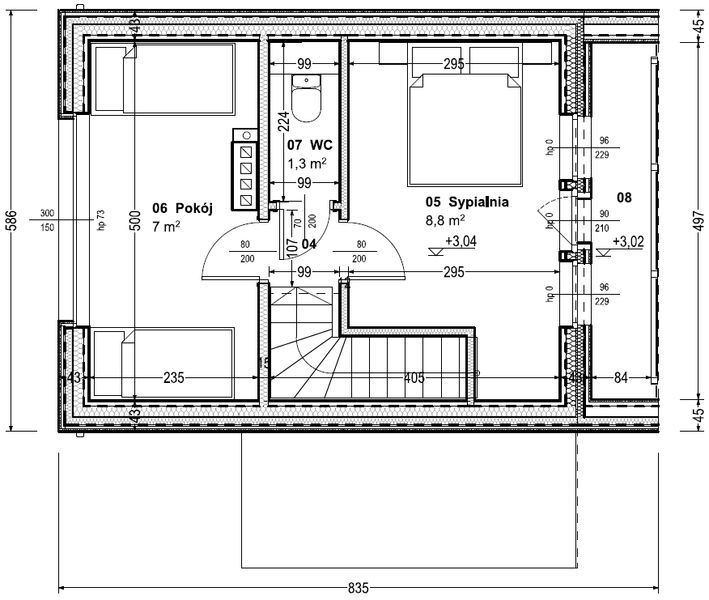 Poddasze projektu Dom prefabrykowany DH47 + przedsionek