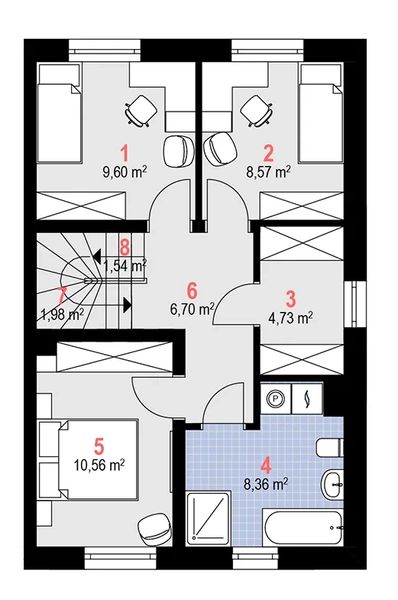 Piętro 1 projektu Liszka G Duo (1956)