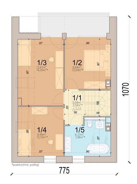 Poddasze projektu Vincent 4 mini 2