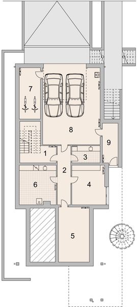 Projekt domu LK&1318 - rzut piwnicy, dom liczy 6 pokoje, 3 łazienki i wc
