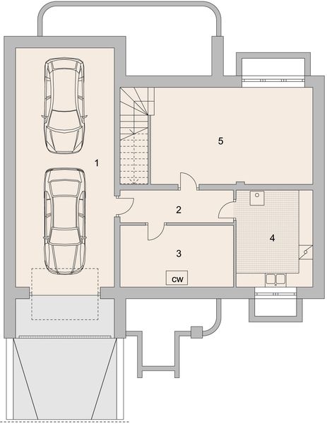 Projekt domu LK&1129 - rzut piwnicy, dom liczy 4 pokoje, 2 łazienki i wc