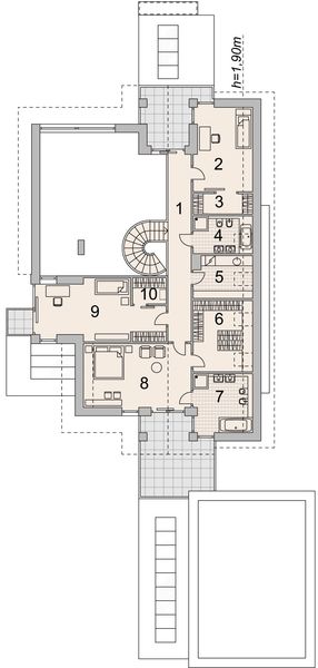 Projekt domu LK&1123 - rzut poddasza, dom liczy 5 pokoje, 4 łazienki i wc