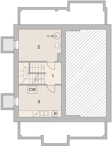 Projekt domu LK&1118 - rzut piwnicy, dom liczy 4 pokoje, 2 łazienki i wc