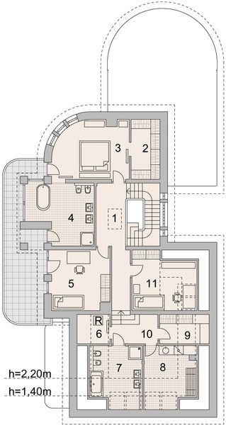 Projekt domu LK&1111 - rzut poddasza, dom liczy 4 pokoje, 3 łazienki i wc