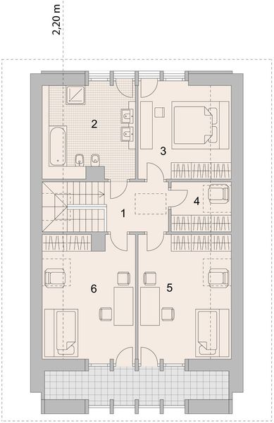 Projekt domu LK&1096 - rzut poddasza, dom liczy 4 pokoje, 2 łazienki i wc
