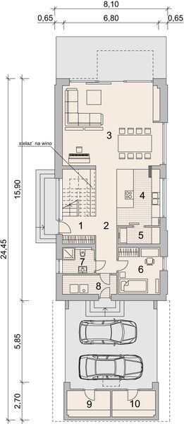 Projekt domu LK&1091 - rzut parteru, dom liczy 4 pokoje, 3 łazienki i wc