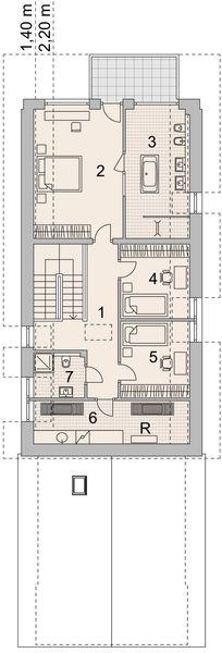 Projekt domu LK&1091 - rzut poddasza, dom liczy 4 pokoje, 3 łazienki i wc