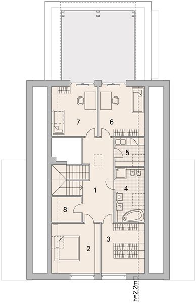 Projekt domu LK&1083 - rzut poddasza, dom liczy 4 pokoje, 4 łazienki i wc