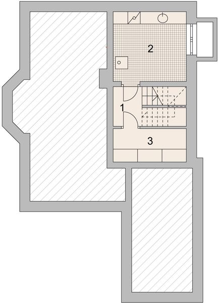 Projekt domu LK&1062 - rzut piwnicy, dom liczy 4 pokoje, 2 łazienki i wc