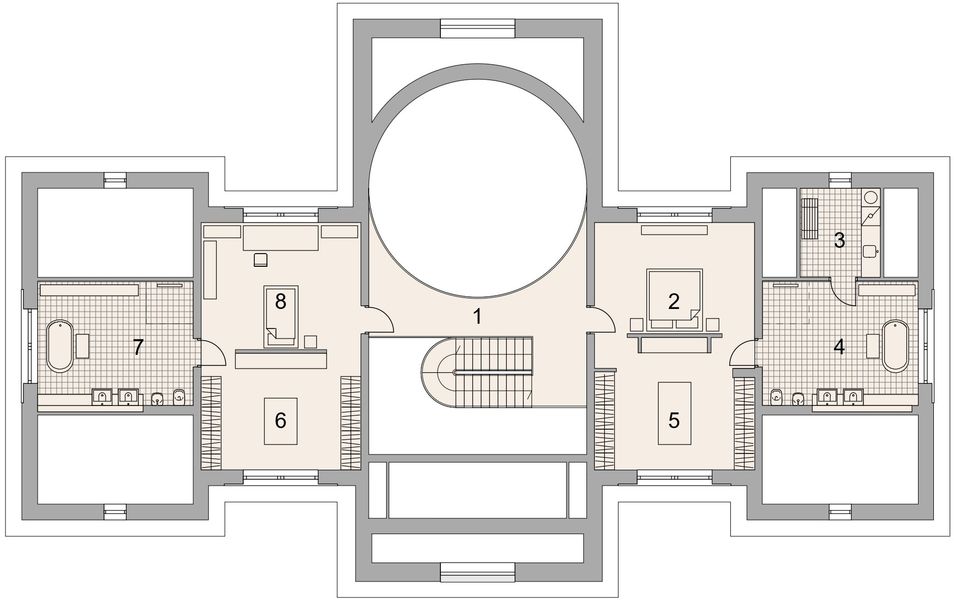 Projekt domu LK&1791 - rzut poddasza, dom liczy 3 pokoje, 4 łazienki i wc