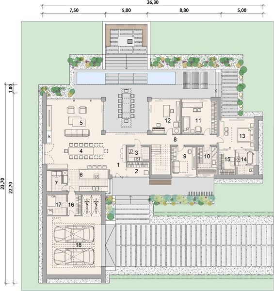 Projekt domu LK&1749 - rzut parteru, dom liczy 4 pokoje, 2 łazienki i wc