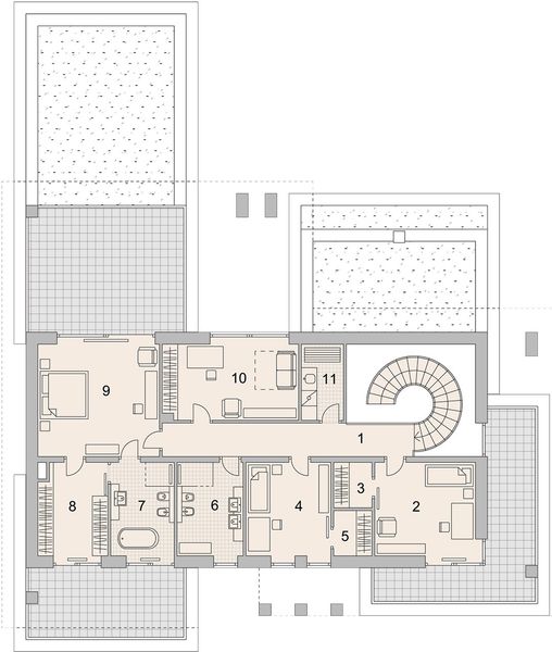 Projekt domu LK&1578 - rzut 1 piętra, dom liczy 5 pokoje, 4 łazienki i wc