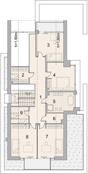 Projekt domu LK&1553 - rzut poddasza, dom liczy 5 pokoje, 2 łazienki i wc