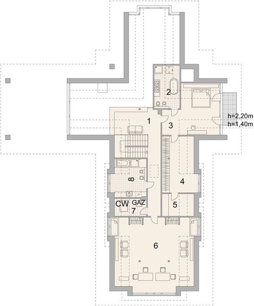 Projekt domu LK&1546 - rzut poddasza, dom liczy 3 pokoje, 3 łazienki i wc