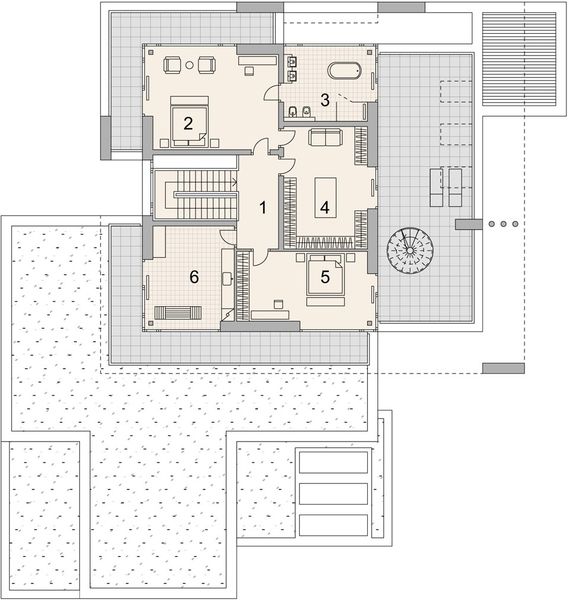 Projekt domu LK&1543 - rzut 1 piętra, dom liczy 3 pokoje, 2 łazienki i wc