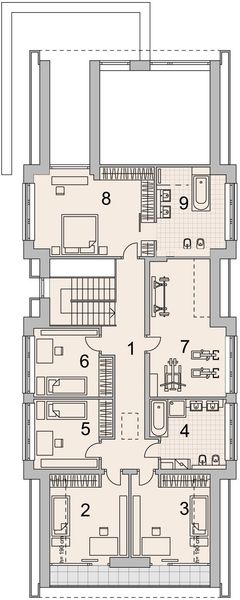 Projekt domu LK&1536 - rzut poddasza, dom liczy 5 pokoje, 3 łazienki i wc