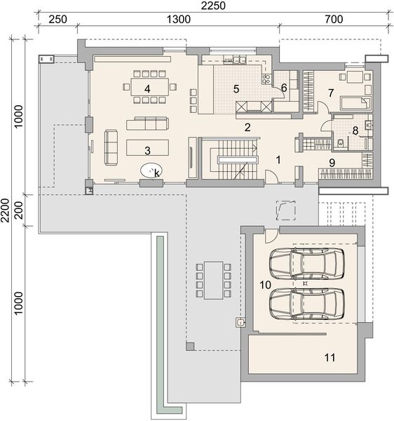 Projekt domu LK&1534 - rzut parteru, dom liczy 4 pokoje, 2 łazienki i wc