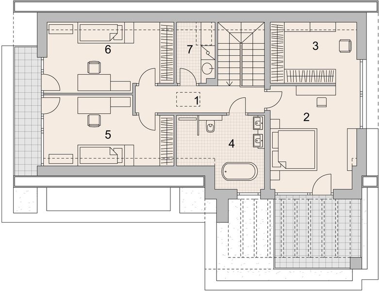 Projekt domu LK&1531 - rzut poddasza, dom liczy 4 pokoje, 2 łazienki i wc