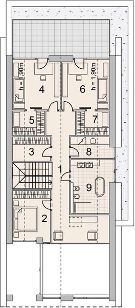 Projekt domu LK&1516 - rzut poddasza, dom liczy 4 pokoje, 2 łazienki i wc