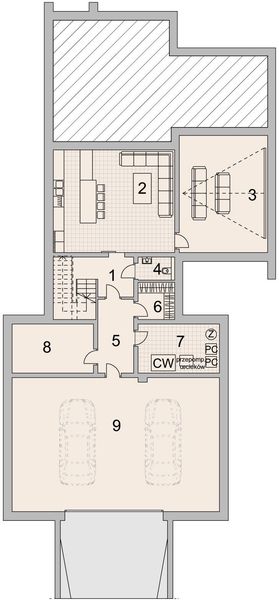 Projekt domu LK&1510 - rzut piwnicy, dom liczy 5 pokoje, 4 łazienki i wc