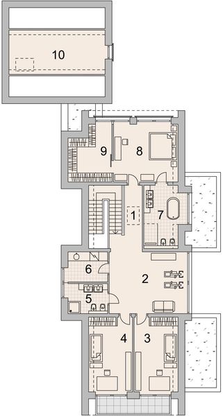 Projekt domu LK&1447 - rzut 1 piętra, dom liczy 4 pokoje, 2 łazienki i wc