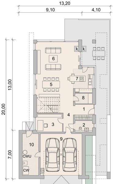 Projekt domu LK&1437 - rzut parteru, dom liczy 4 pokoje, 3 łazienki i wc