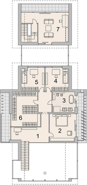 Projekt domu LK&1433 - rzut poddasza, dom liczy 5 pokoje, 2 łazienki i wc