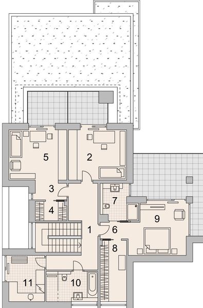 Projekt domu LK&1429 - rzut 1 piętra, dom liczy 4 pokoje, 3 łazienki i wc