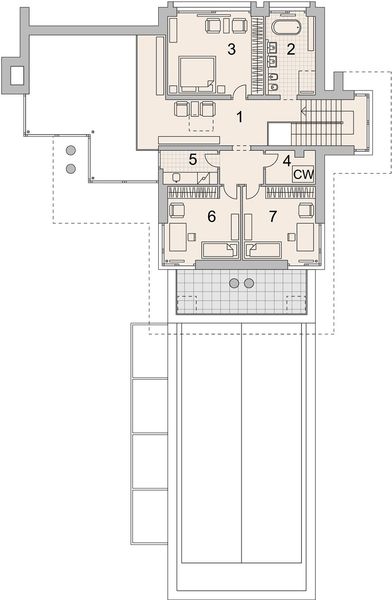 Projekt domu LK&1412 - rzut 1 piętra, dom liczy 3 pokoje, 2 łazienki i wc