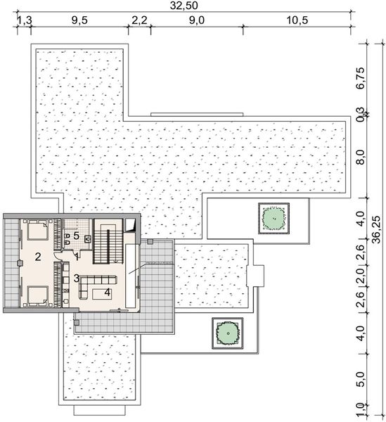Projekt domu LK&1404 - rzut 1 piętra, dom liczy 3 pokoje, 4 łazienki i wc