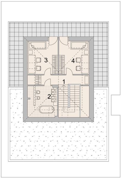 Projekt domu LK&1340 - rzut poddasza, dom liczy 6 pokoje, 4 łazienki i wc