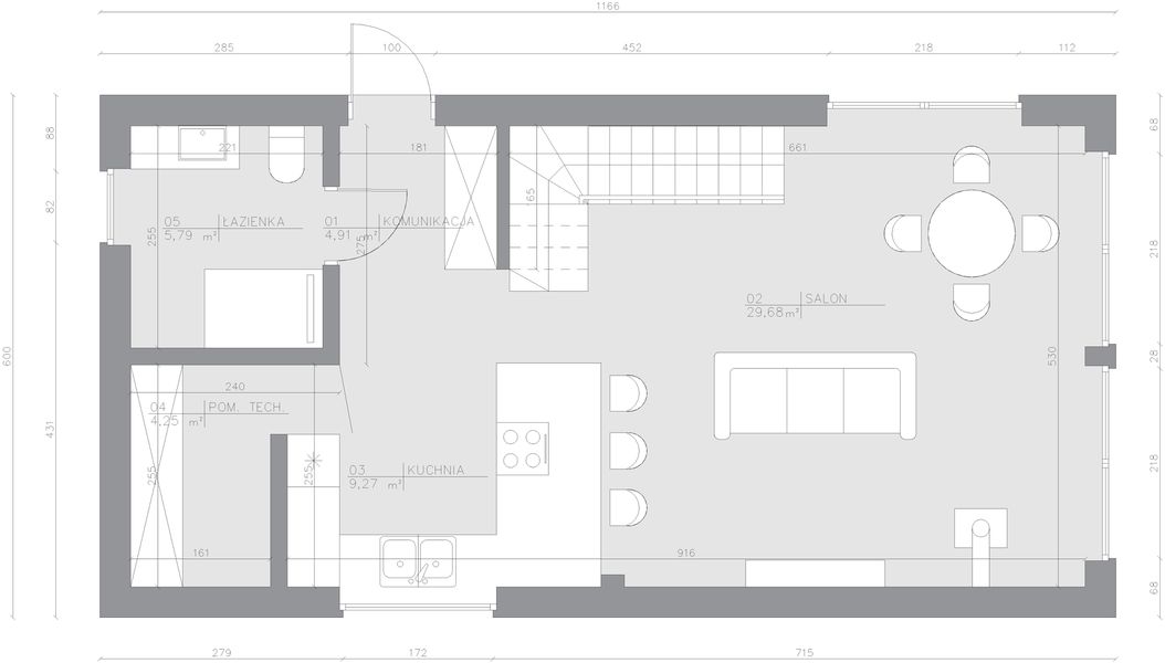 Parter projektu Dom szkieletowy Mezzanine Smart Comfort 70