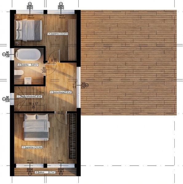 Piętro 1 projektu Smart Box 3D - Sei