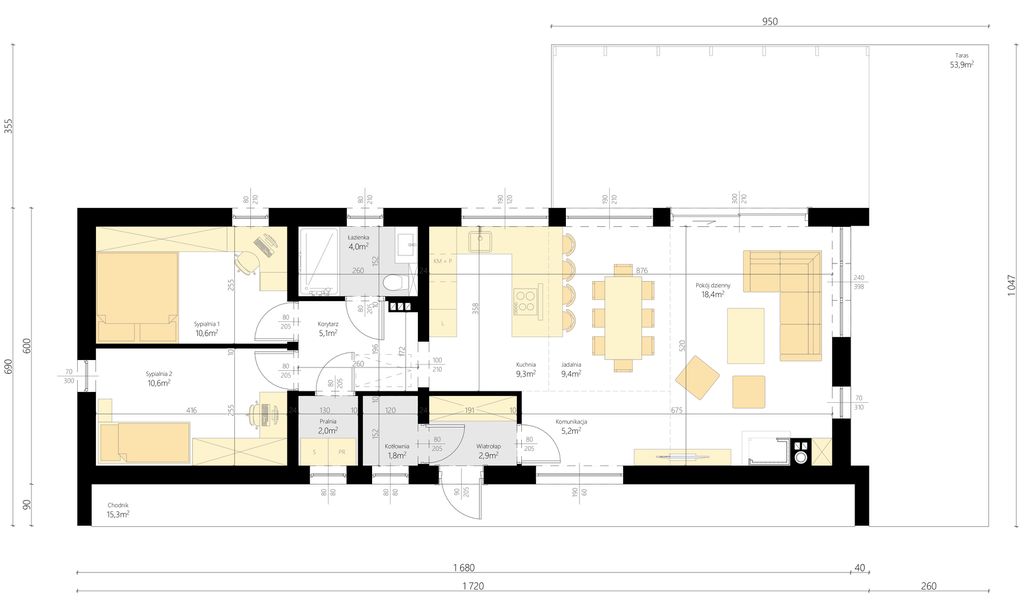 Parter projektu Stodoła parterowa