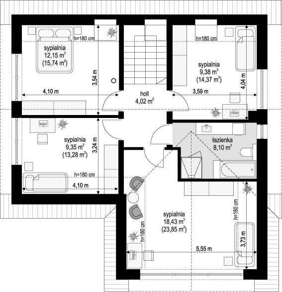 Poddasze projektu Przyjemny 8