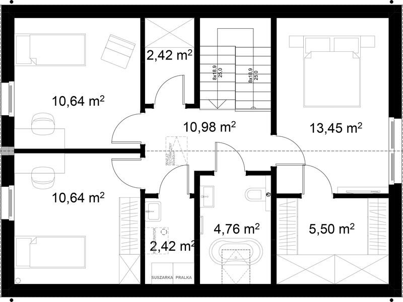 Poddasze projektu Dom prefabrykowany Stodoła 130A
