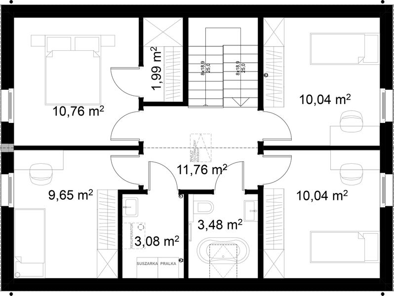 Poddasze projektu Dom prefabrykowany Stodoła 130B