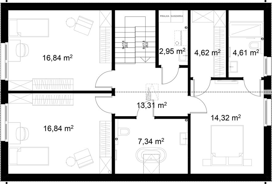 Poddasze projektu Dom prefabrykowany Stodoła 170A