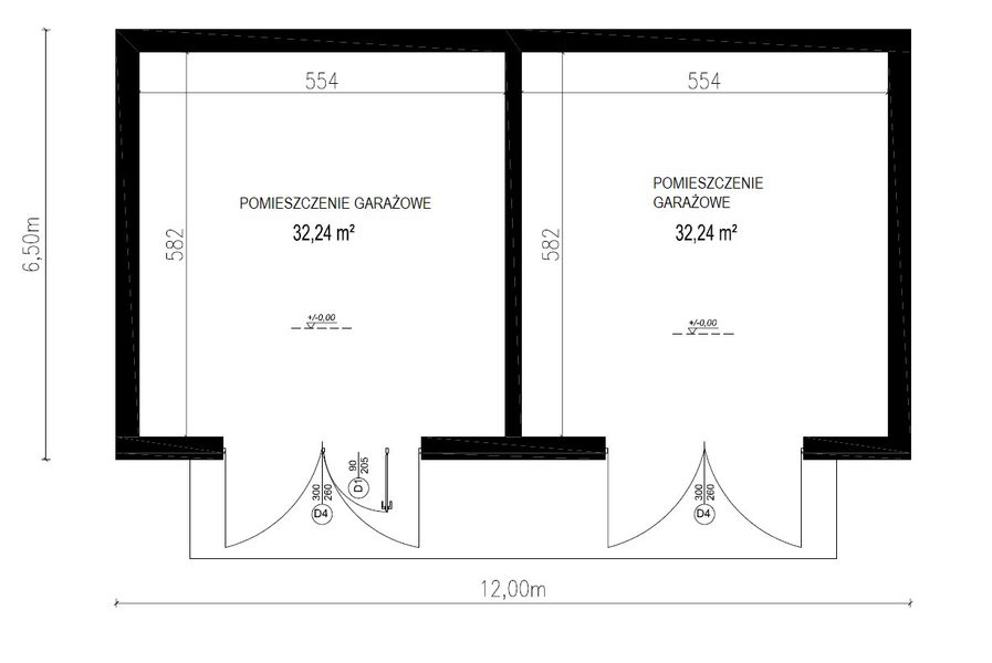 Projekt garażu Planujdom GŻ46 - rzut parteru, dom liczy 0 pokoje, 0 łazienki i wc