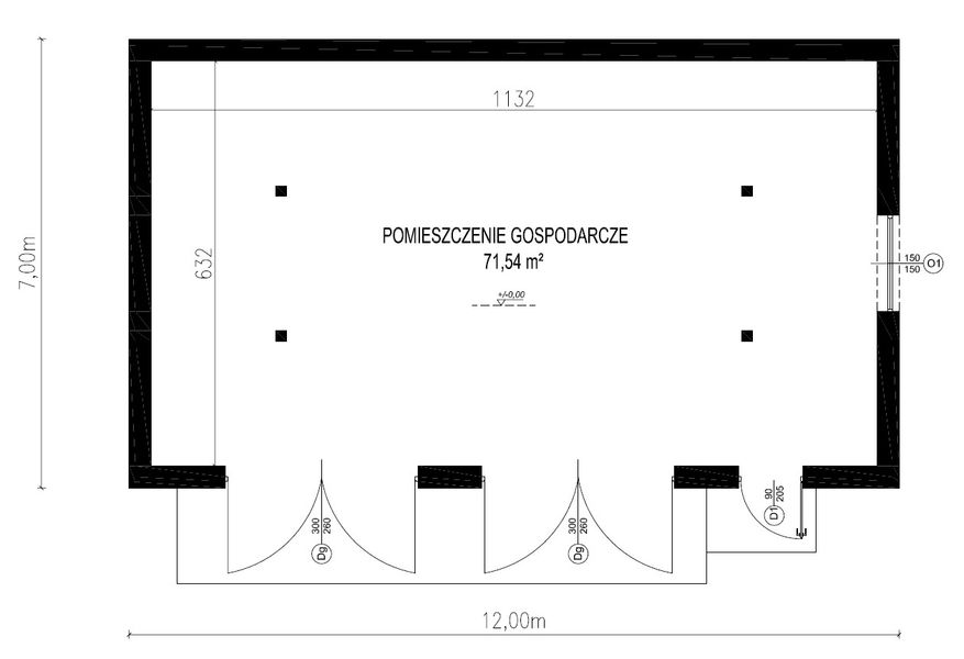 Projekt budynku gospodarczego Planujdom G49 - rzut parteru, dom liczy 0 pokoje, 0 łazienki i wc