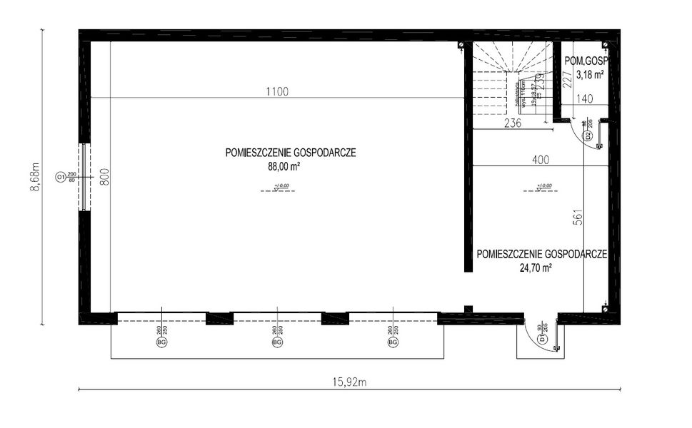 Projekt budynku gospodarczego Planujdom G53 - rzut parteru, dom liczy 0 pokoje, 0 łazienki i wc