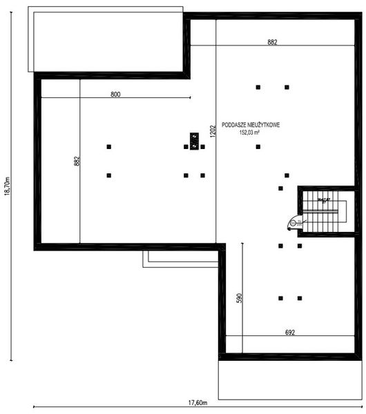 Projekt domu Planujdom 086 - rzut poddasza, dom liczy 4 pokoje, 2 łazienki i wc
