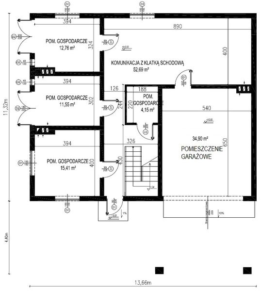 Projekt budynku gospodarczego Planujdom GŻ19 - rzut parteru, dom liczy 0 pokoje, 0 łazienki i wc