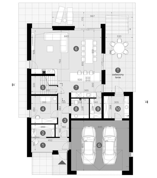 Projekt domu HomeKoncept 130 A wariant 03 - rzut parteru, dom liczy 4 pokoje, 2 łazienki i wc