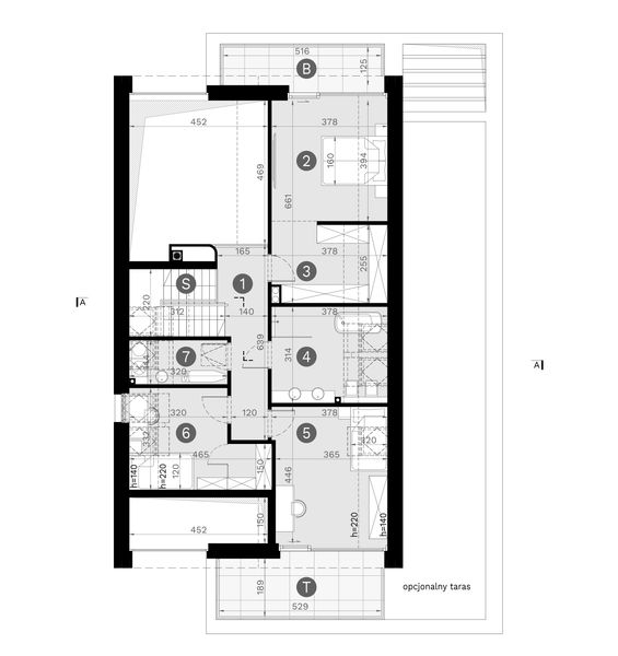 Projekt domu HomeKoncept 130 A wariant 03 - rzut poddasza, dom liczy 4 pokoje, 2 łazienki i wc