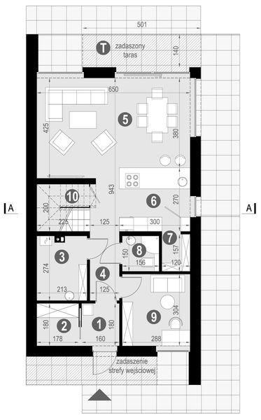Projekt domu NewHouse 758 - rzut parteru, dom liczy 4 pokoje, 3 łazienki i wc