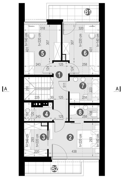 Projekt domu NewHouse 758 - rzut poddasza, dom liczy 4 pokoje, 3 łazienki i wc